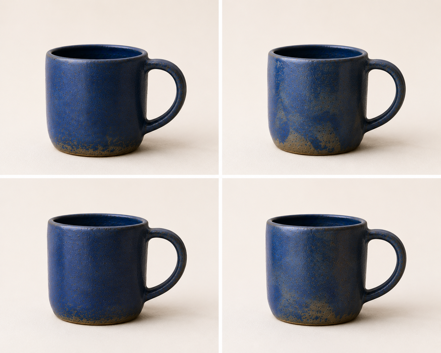 Set of 4 distressed blue jean mugs