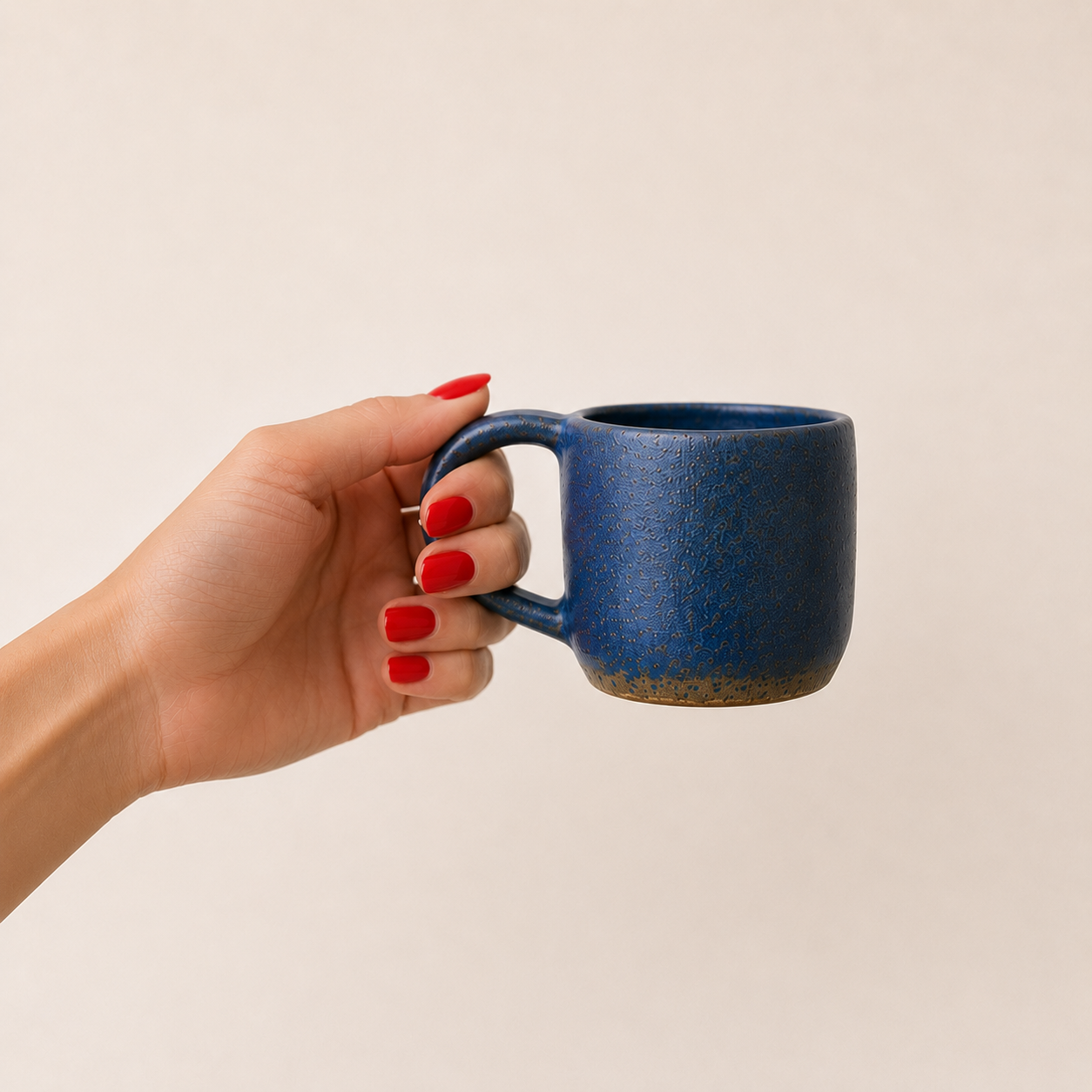 Set of 4 distressed blue jean mugs