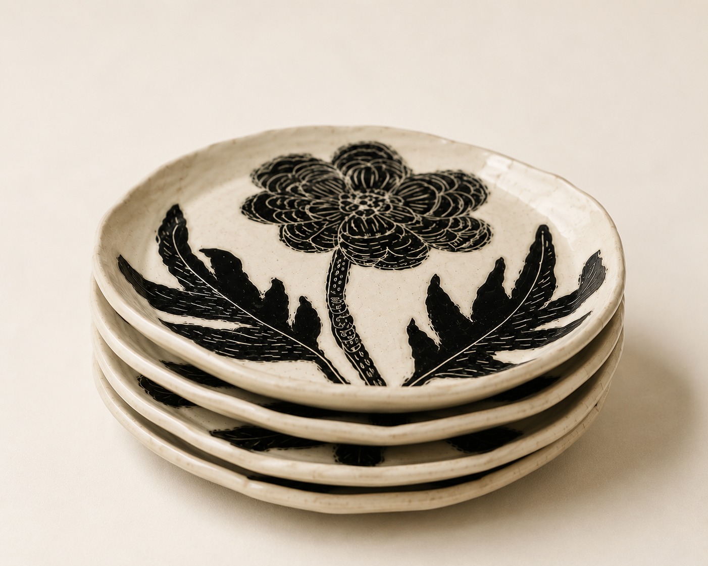 set of 4 hand painted plates