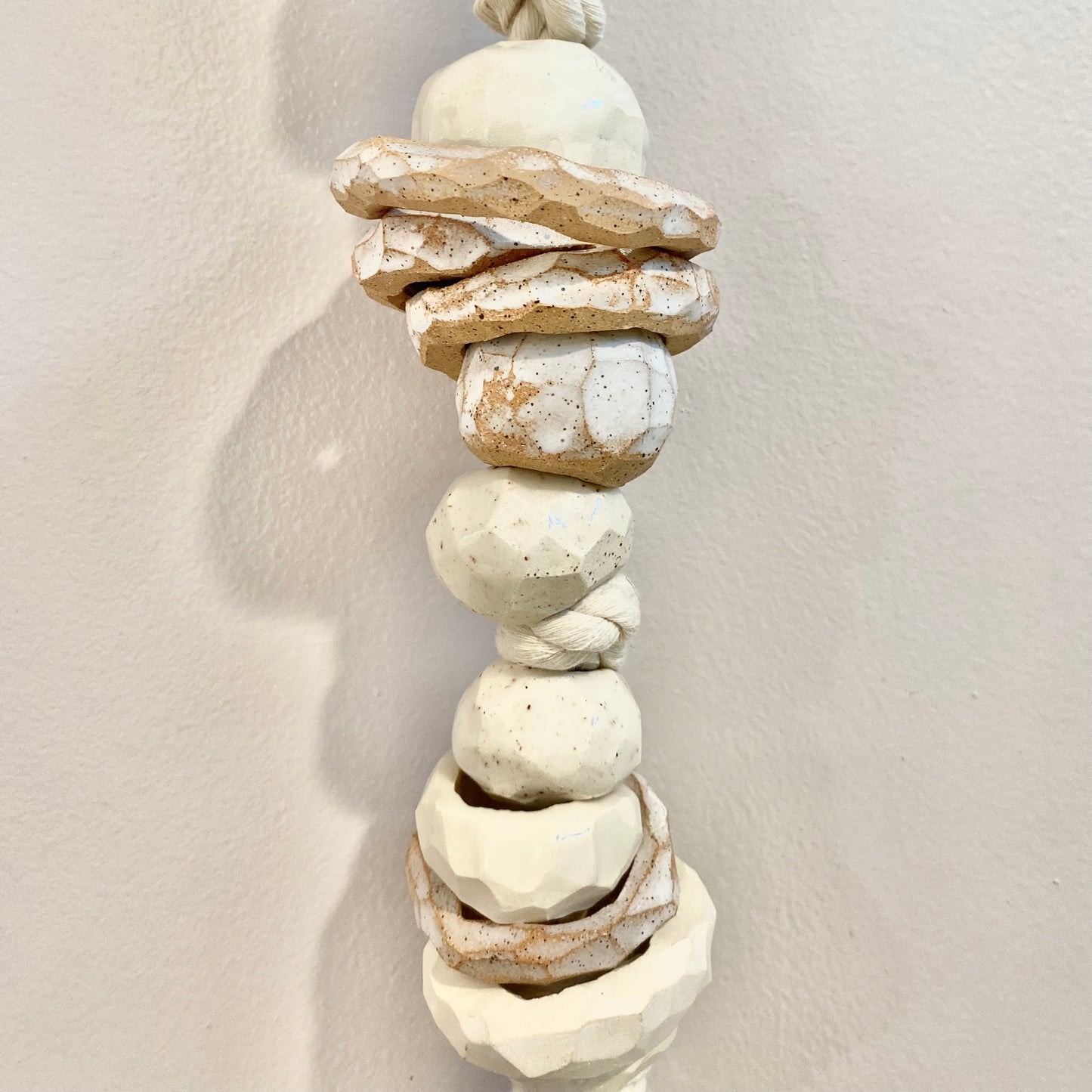 white strung ceramic beads