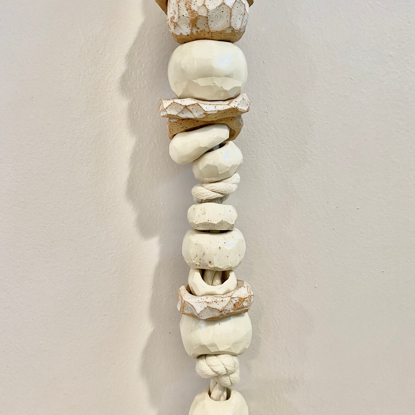 white strung ceramic beads