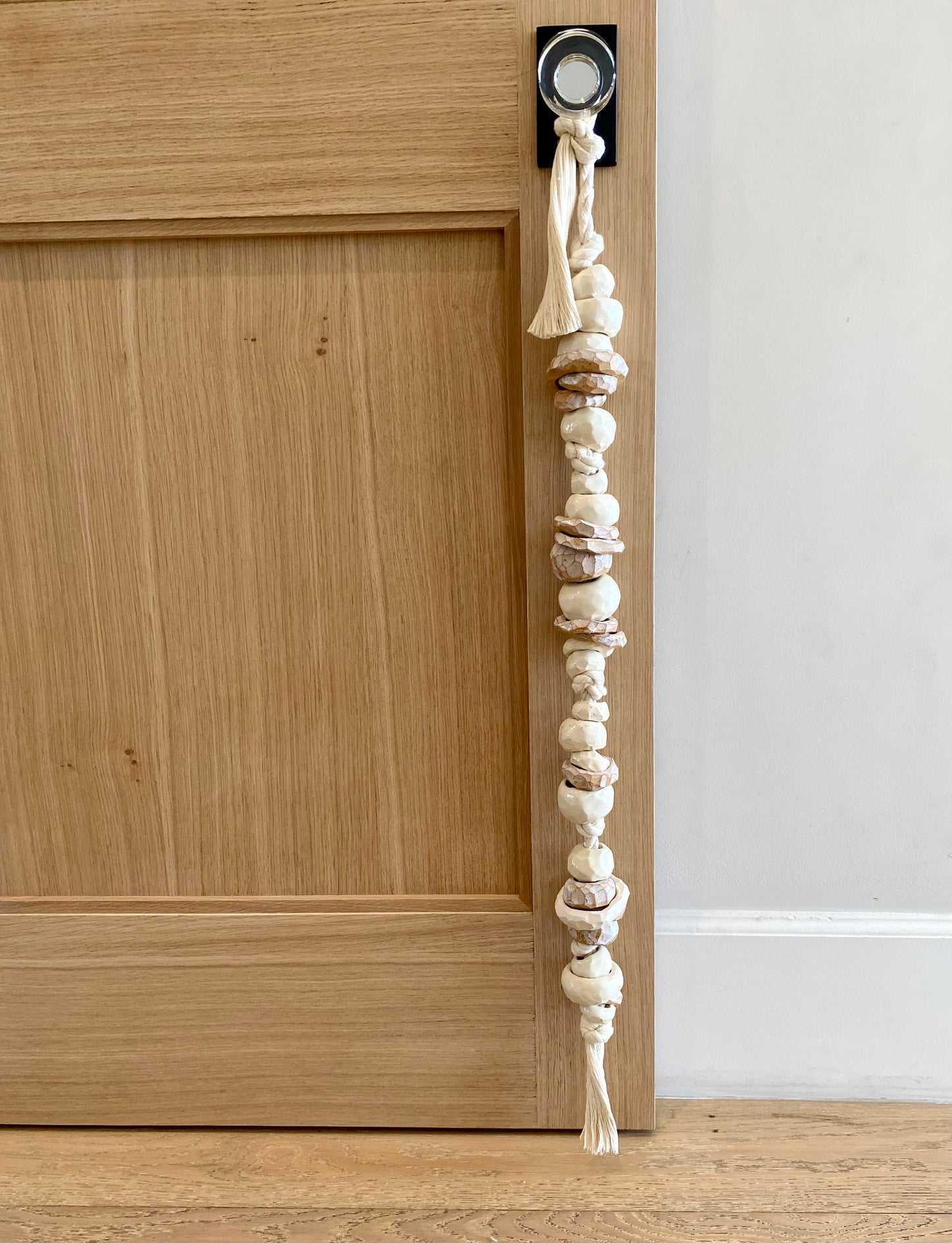 white strung ceramic beads