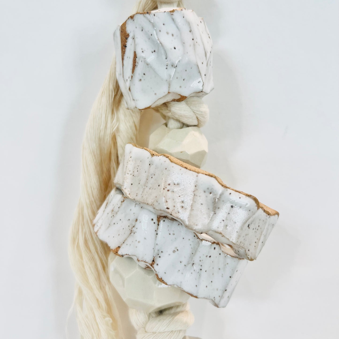 white strung ceramic beads